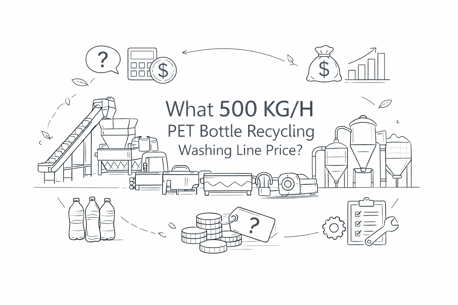 Cena (referencyjna) linii do prania i recyklingu butelek PET o wydajności 500 kg/h