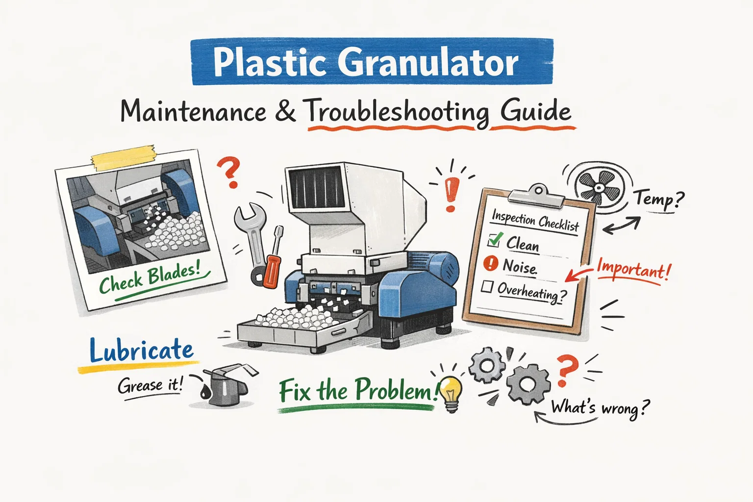 Guía de mantenimiento y solución de problemas del granulador de plástico