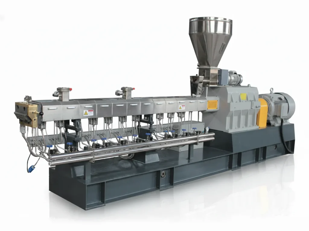 Twin-screw plastic extruder detail
