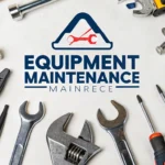 Logo de maintenance d'équipement, avec clés et autres outils mécaniques