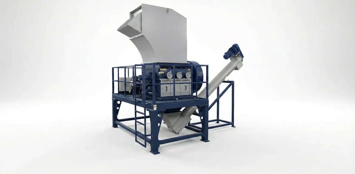 Wet plastic crushing machine with washing function for plastic bottles.