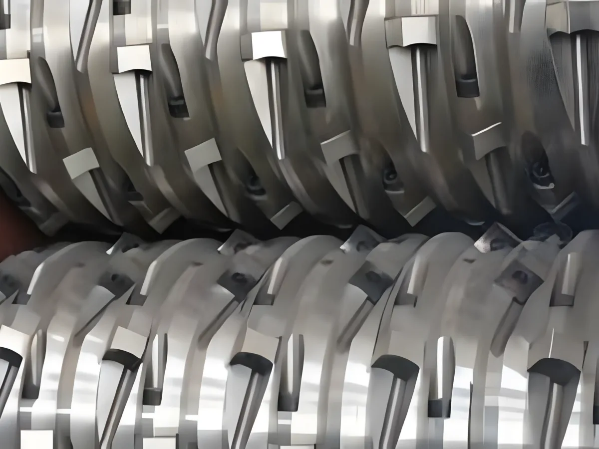 HDPE pipe shredder blades and rotor detail