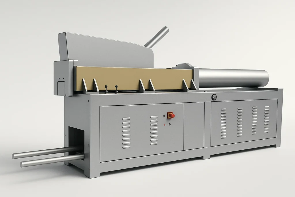 A hydraulic single-hook tire debeading machine used to extract the steel bead wire from waste tires as a first step in the recycling process.