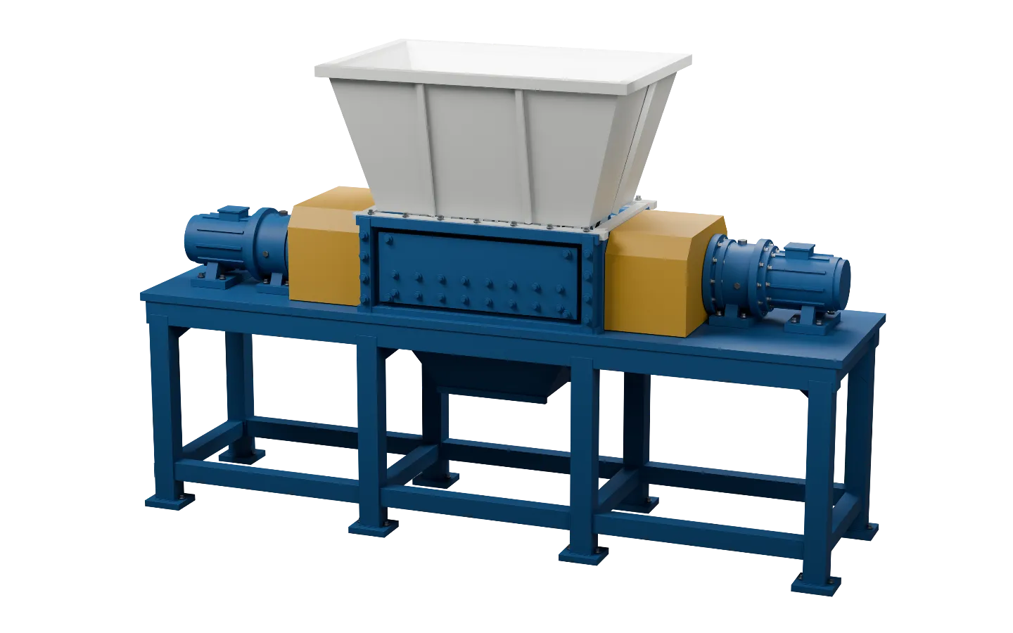 Double shaft shredder machine for plastic and metal recycling