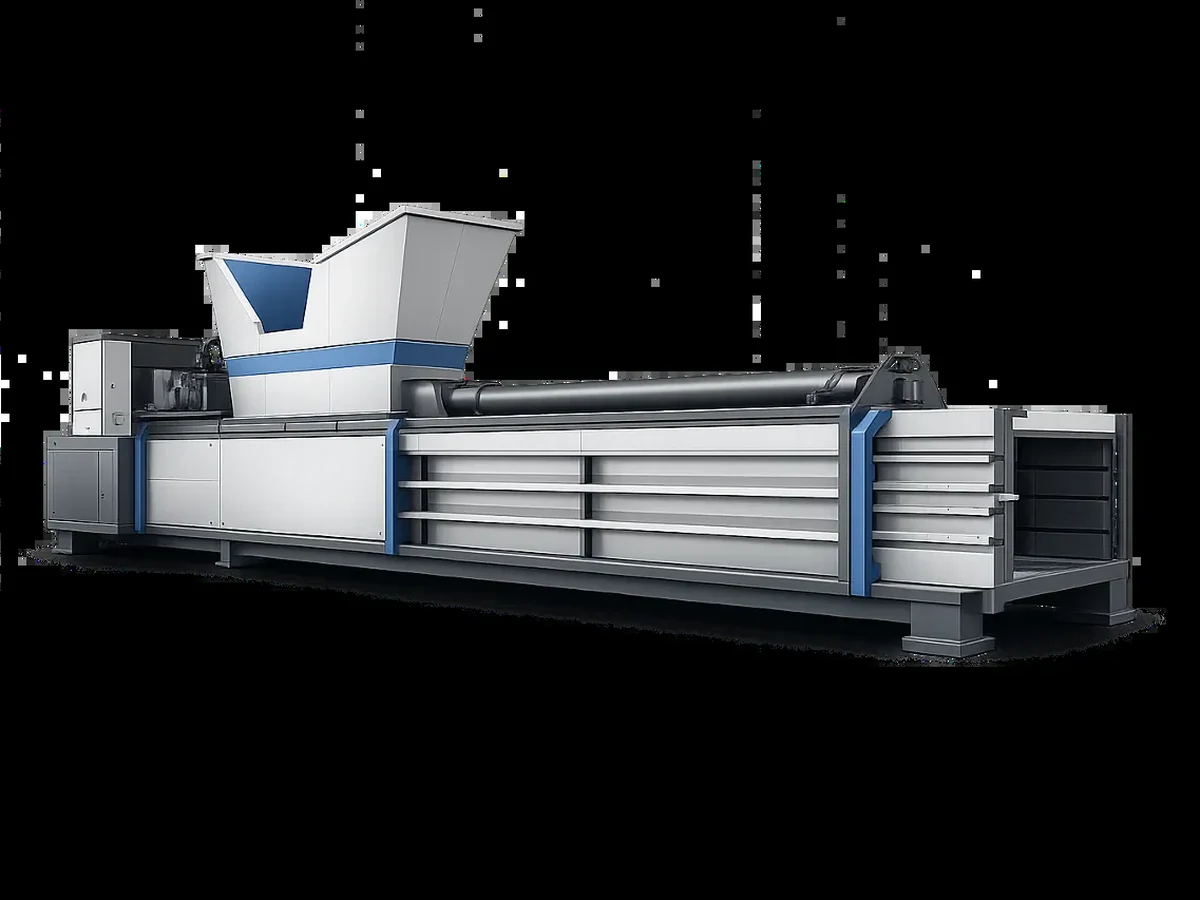 Industrial baler machine for plastic recycling