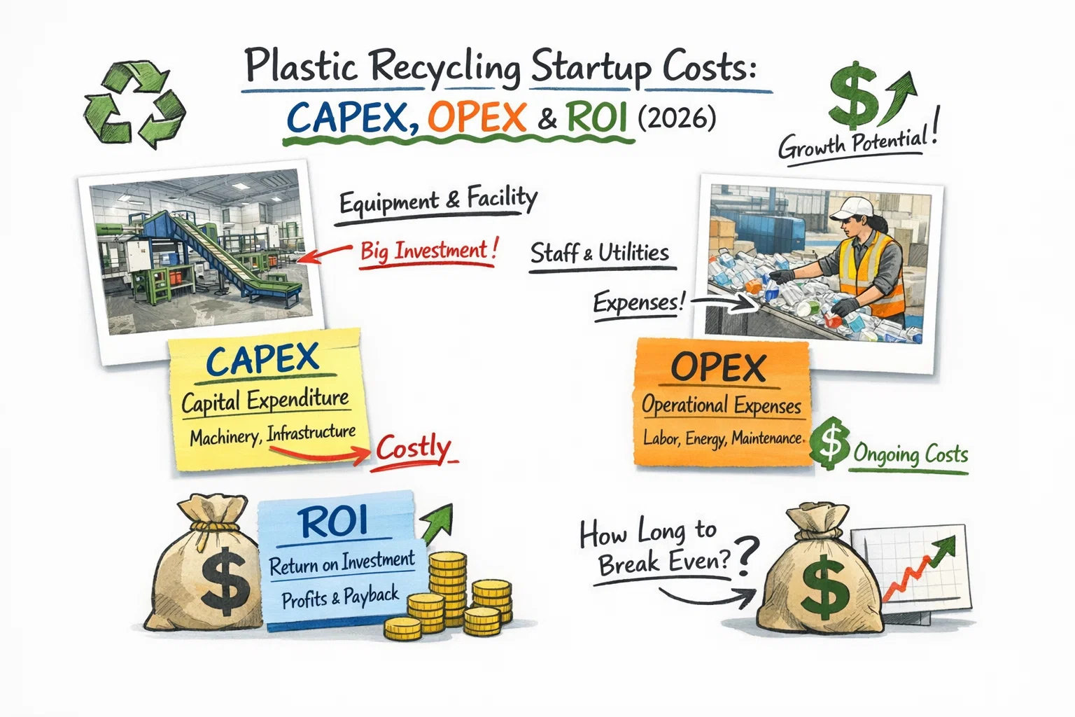 Koszty uruchomienia recyklingu plastiku: CAPEX, OPEX i ROI (2026)
