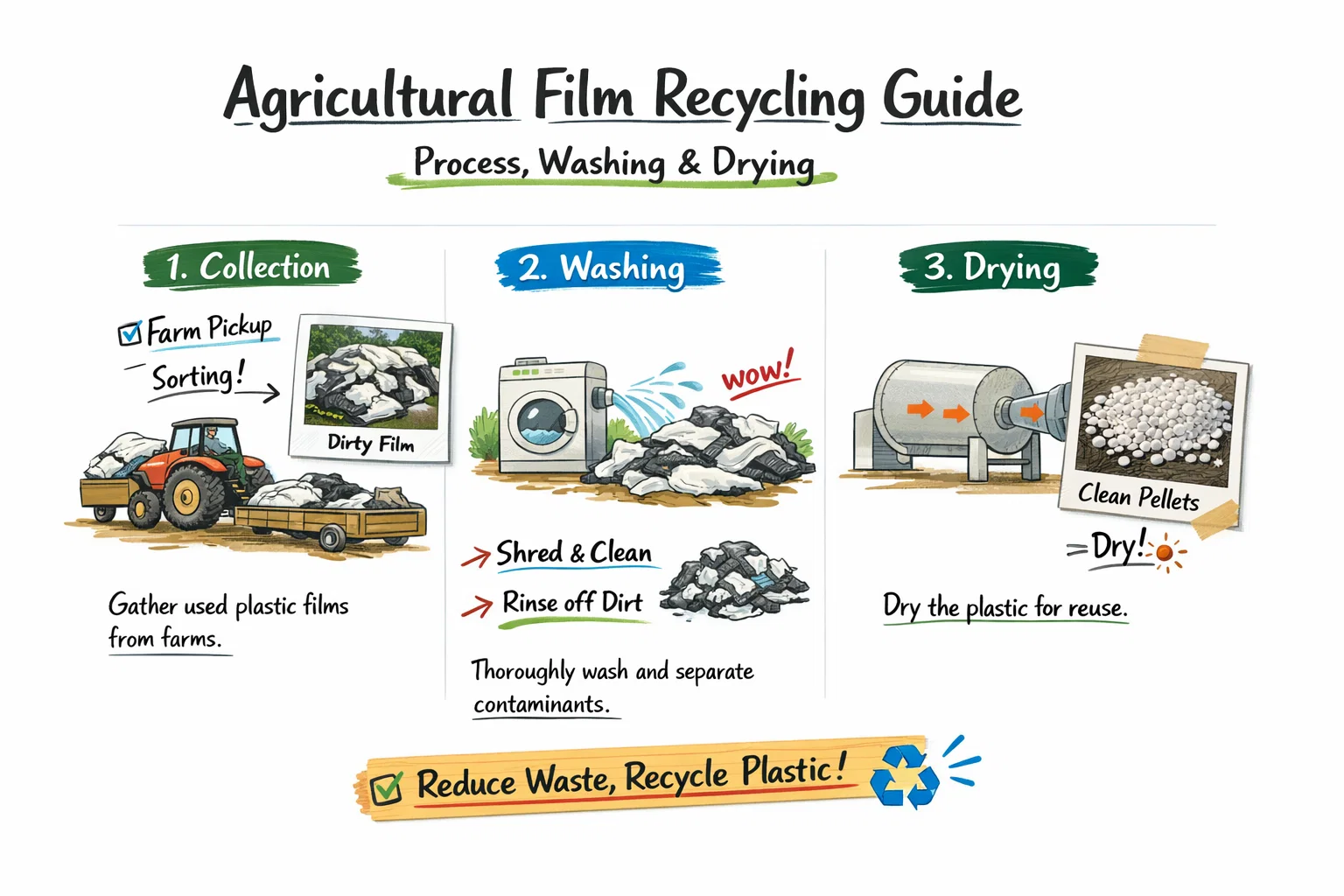 Agricultural Film Recycling Guide: Process, Washing & Drying