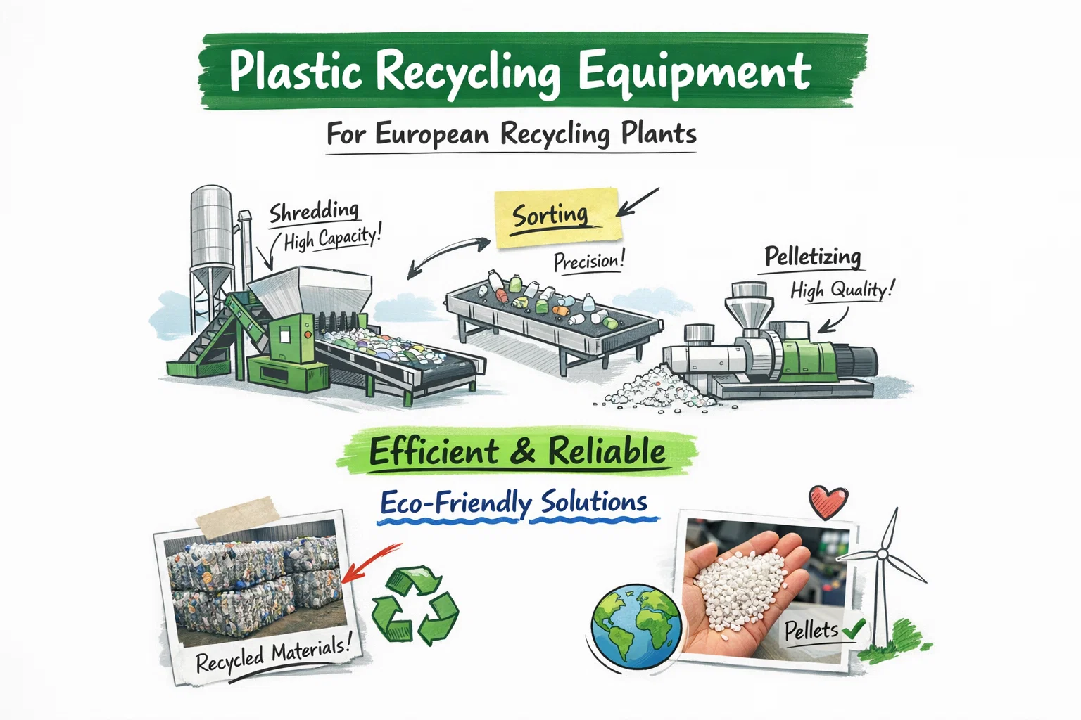 Équipements de recyclage du plastique pour les usines de recyclage européennes