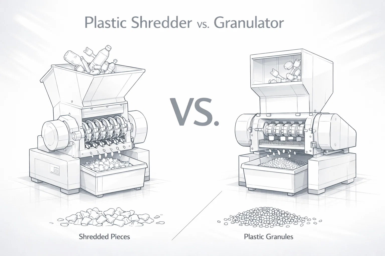 Trituradora de plástico vs. granuladora: Diferencias para el reciclaje de plástico rígido