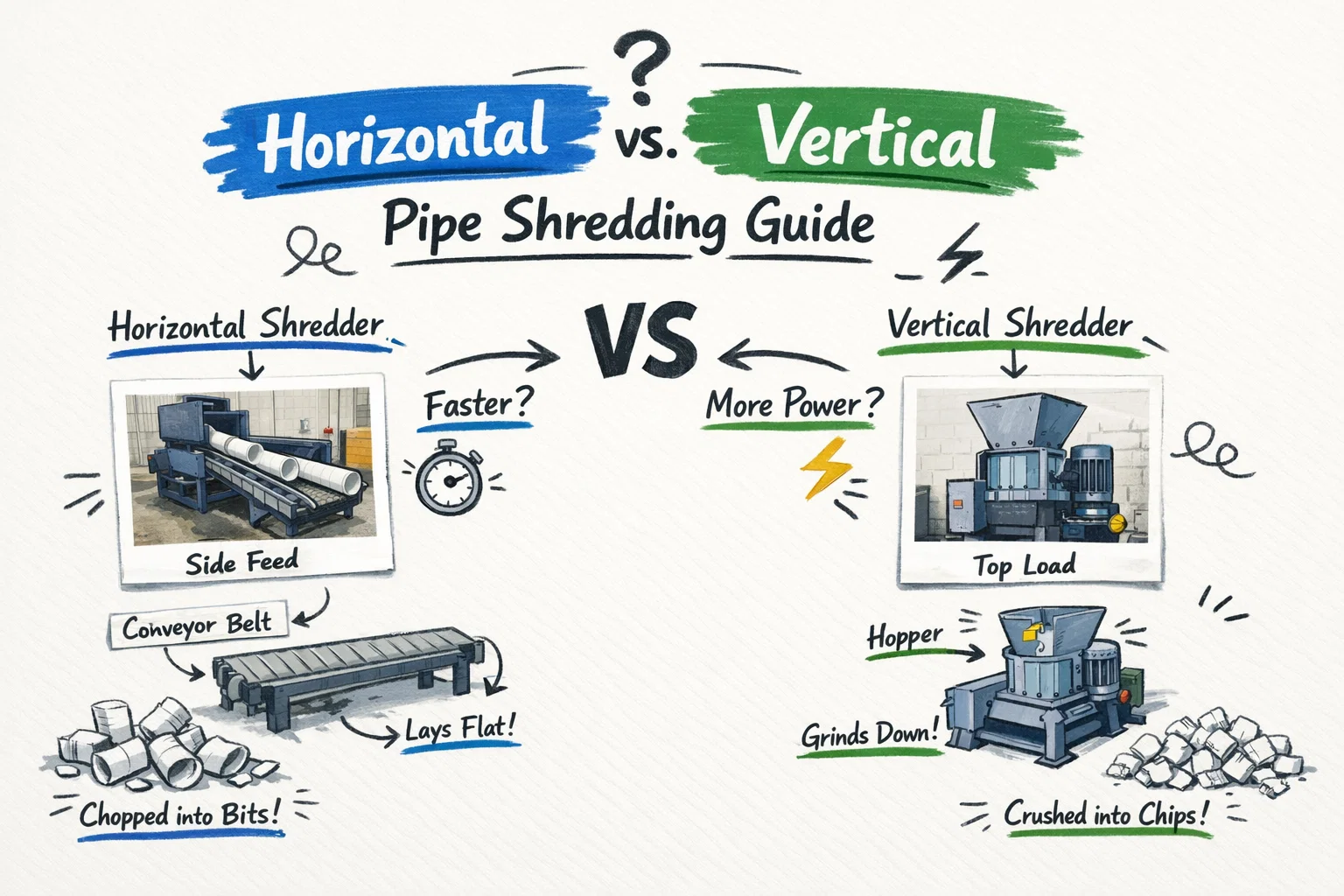 Przewodnik po rozdrabnianiu rur w poziomie i pionie