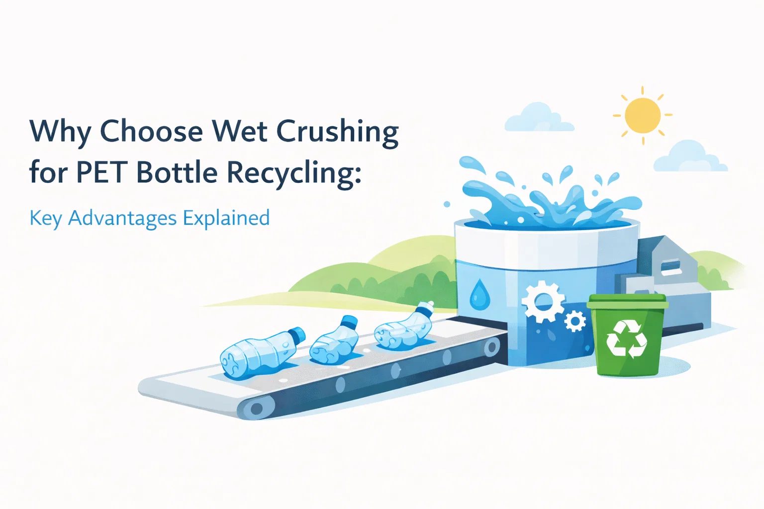 لماذا نختار التكسير الرطب لإعادة تدوير زجاجات البولي إيثيلين تيريفثالات: شرح المزايا الرئيسية