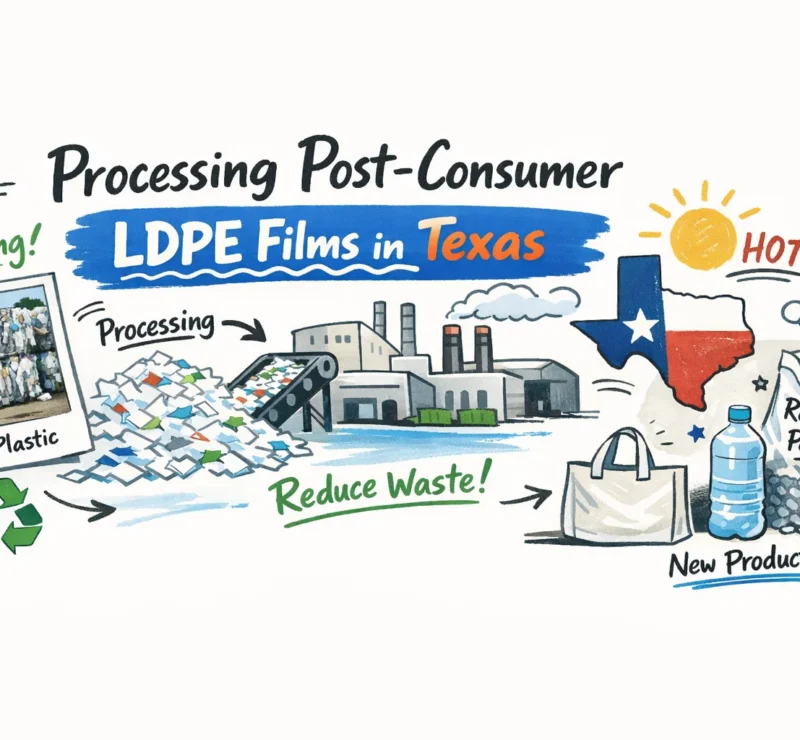معالجة أغشية البولي إيثيلين منخفض الكثافة المعاد تدويرها بعد الاستهلاك في تكساس