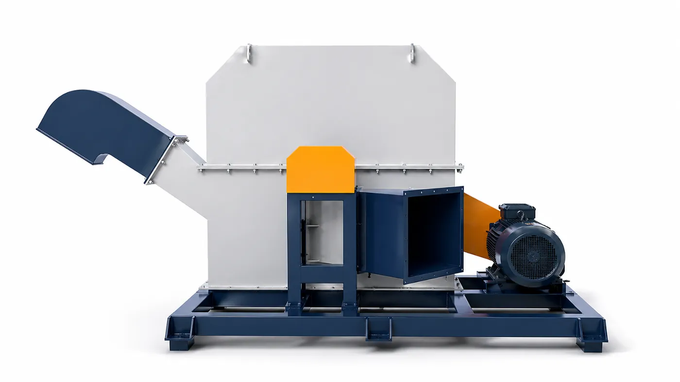 Mobile pipe shredder in outdoor industrial setting