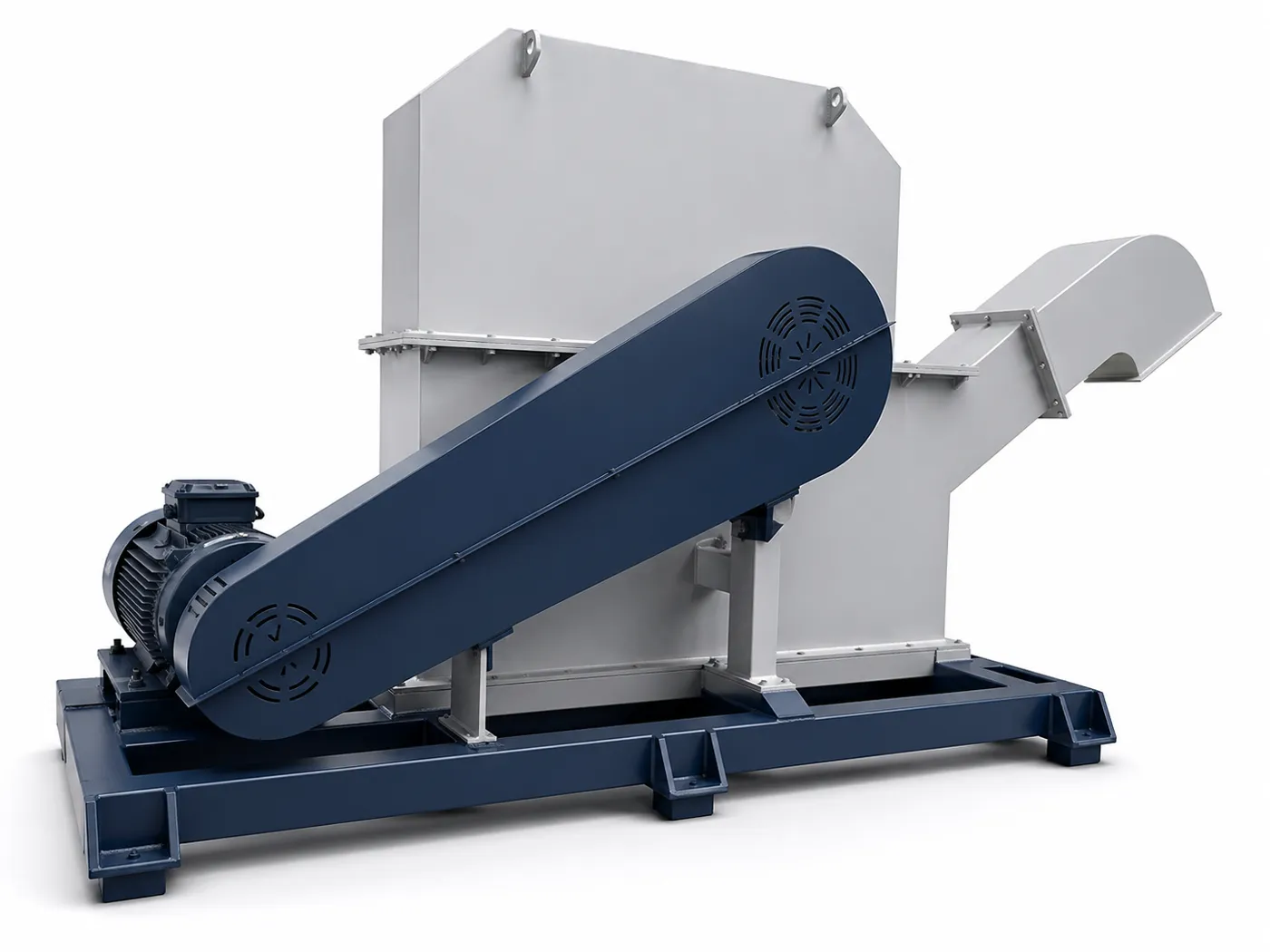 Mobile shredder deployed at a pipe recycling worksite