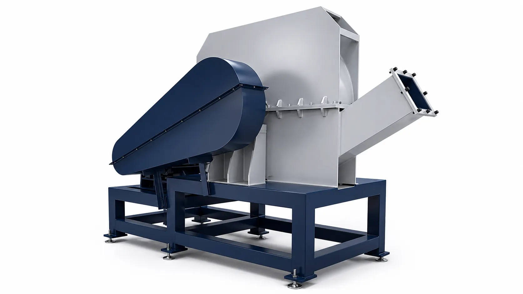 Mobile pipe shredder processing large plastic pipes on site