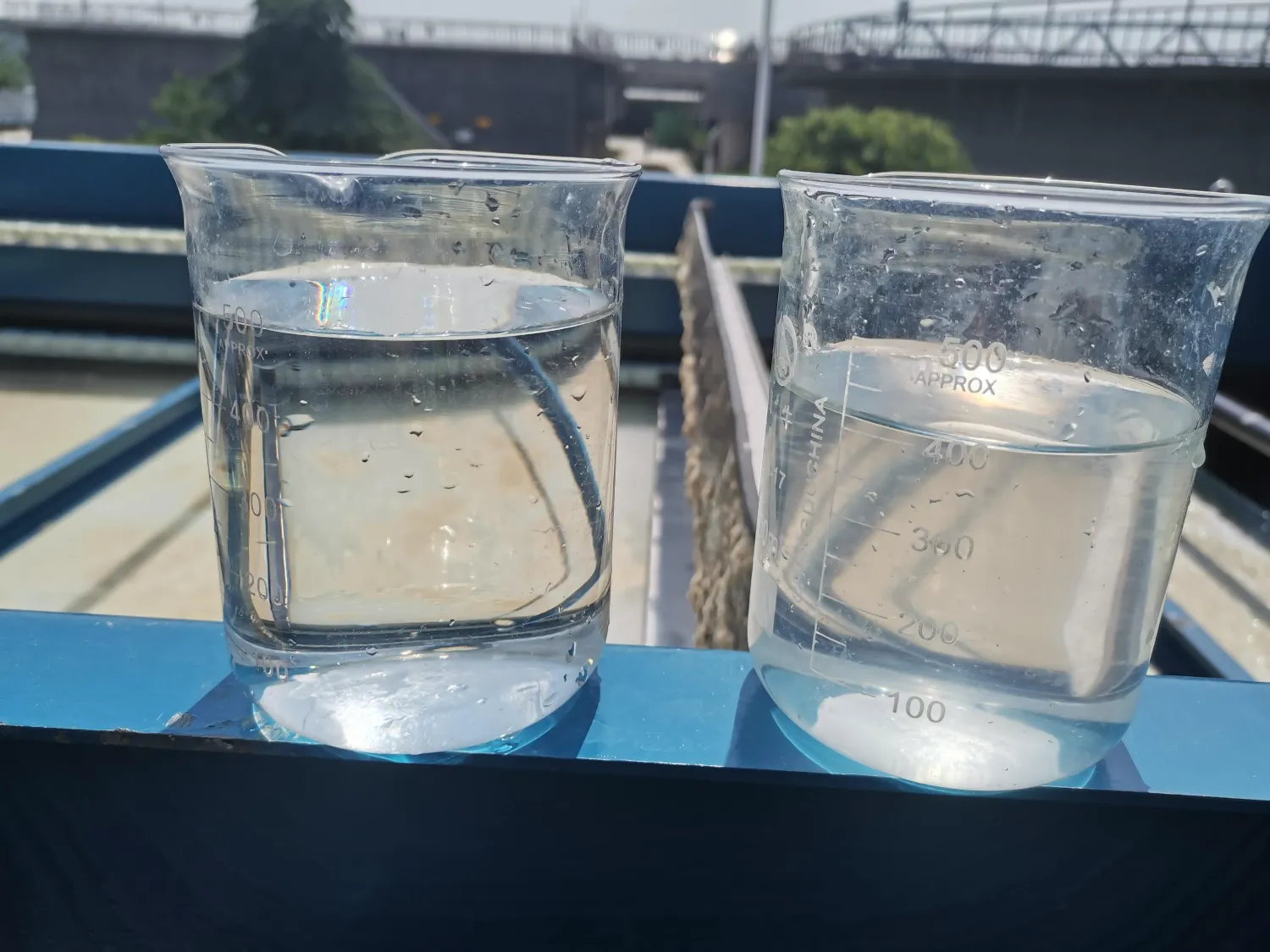 Water clarity comparison from dissolved air flotation treatment
