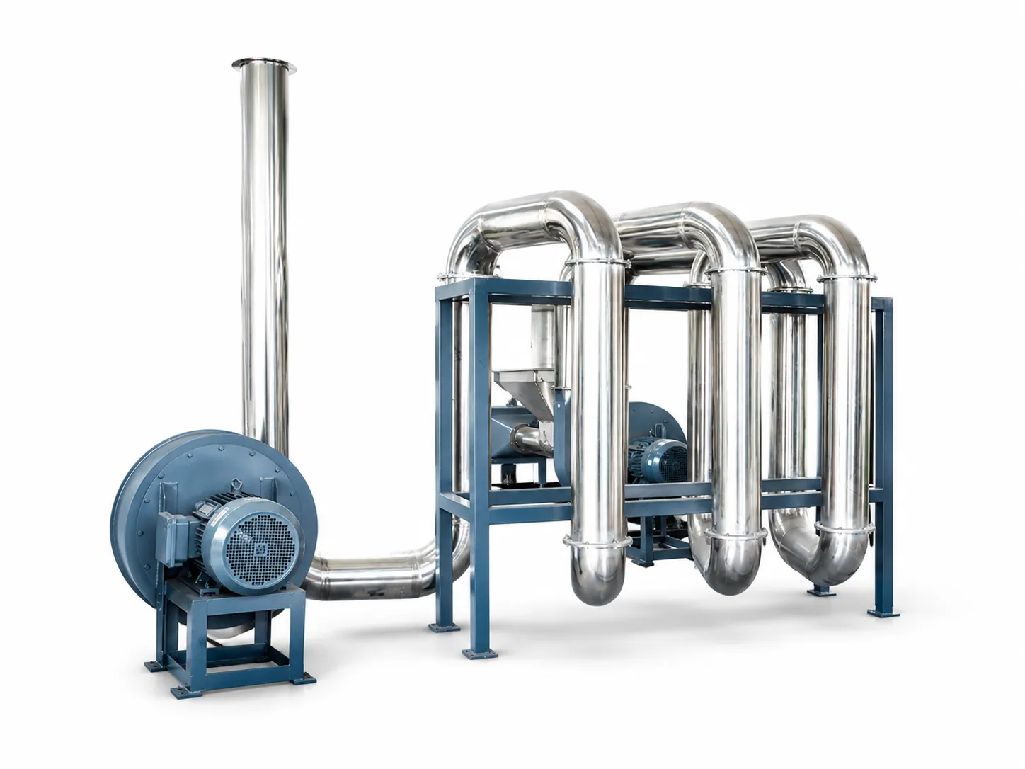 Pipeline hot air drying system for plastic flakes