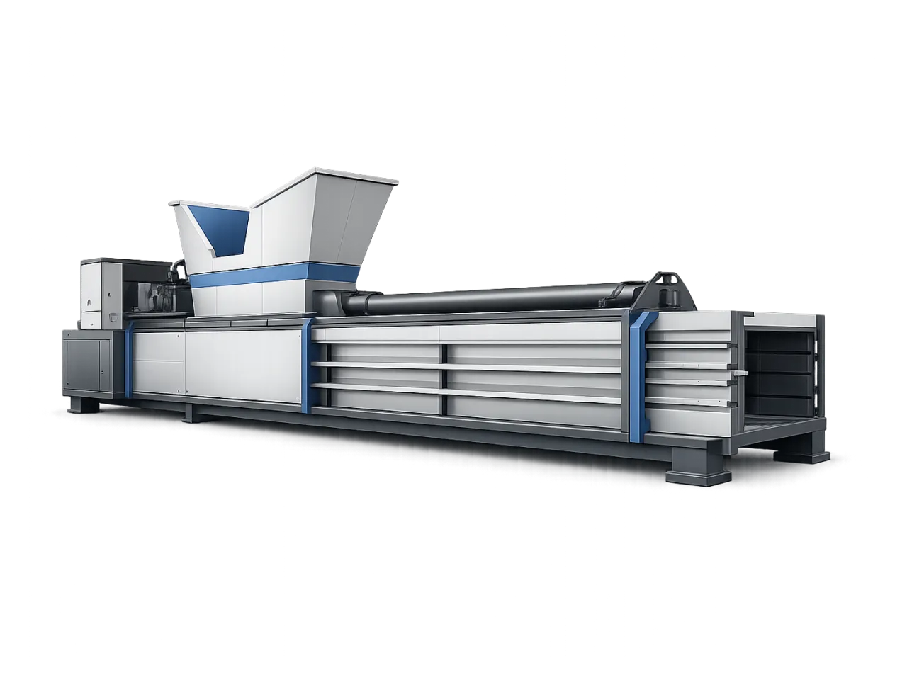 Industrial baler for plastic recycling