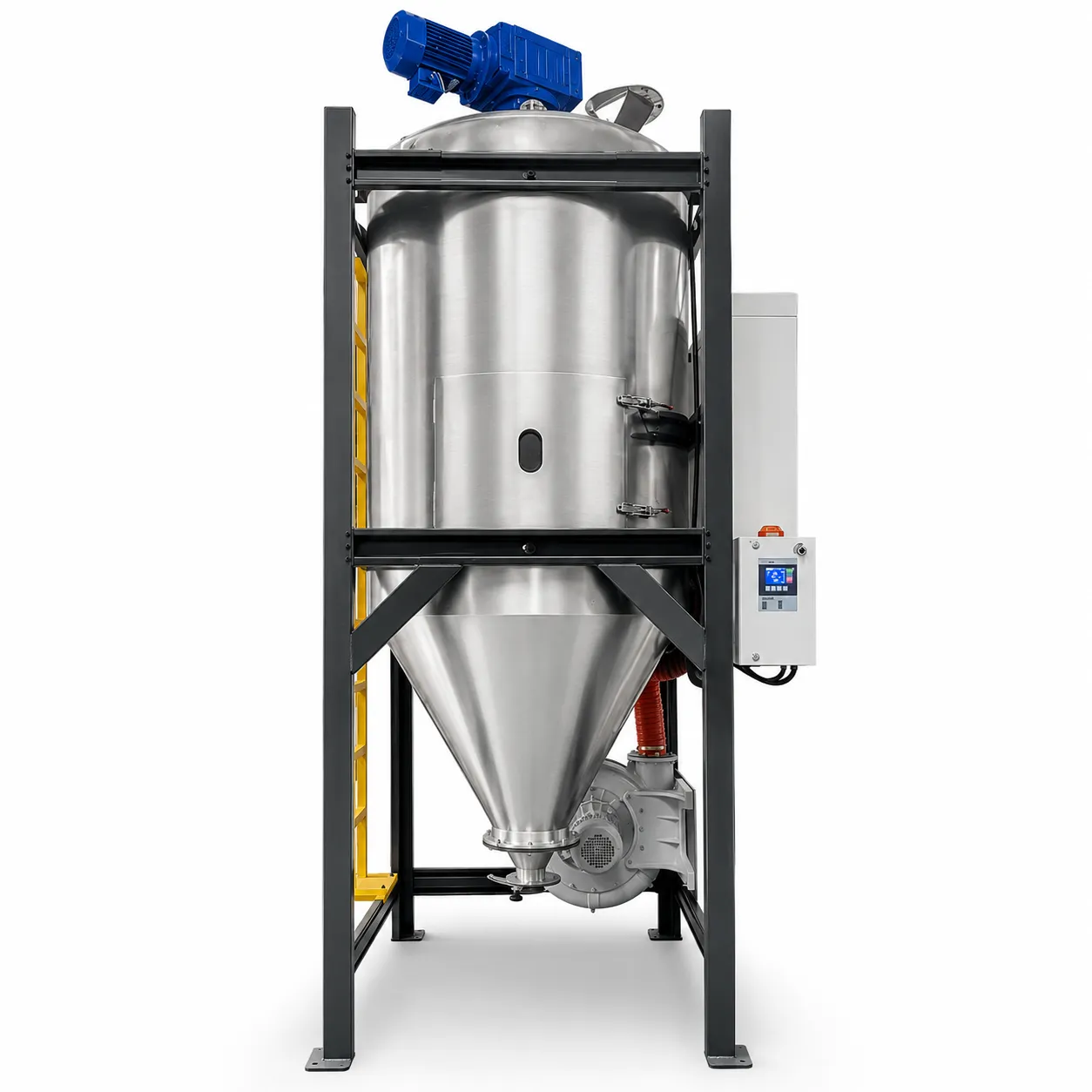 PET crystallizer with agitator for crystallizing recycled PET pellets before drying and SSP