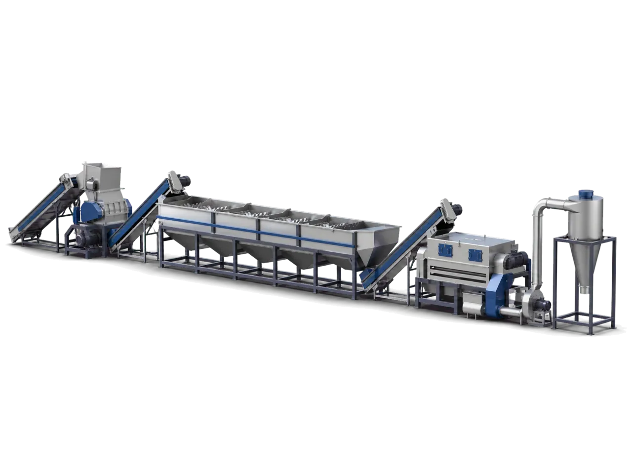 Plastic film washing line for recycling post-consumer film