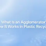 Plastic film agglomerator machine densifying LDPE film into granules
