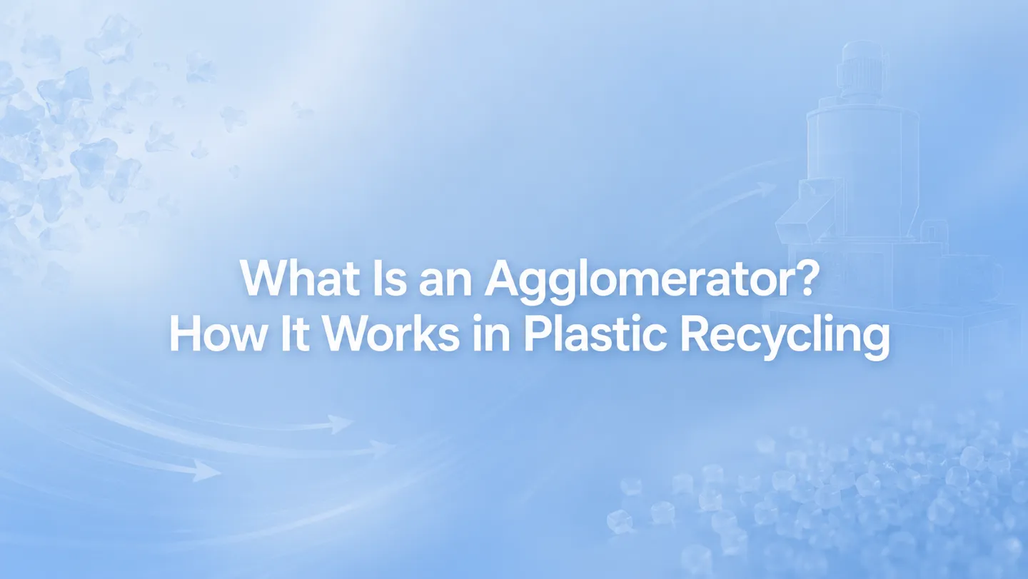 Plastic film agglomerator machine densifying LDPE film into granules