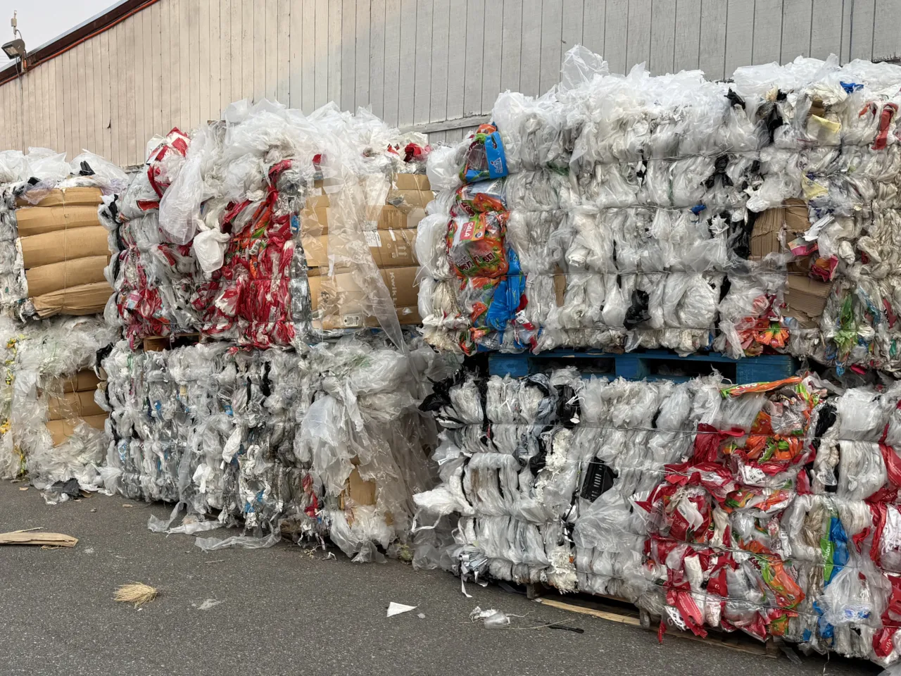 PE and PP plastic film scrap bales for recycling