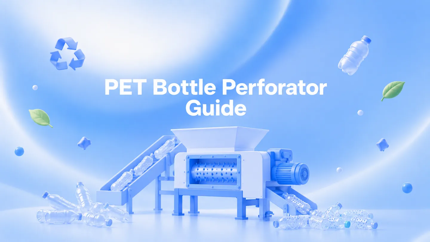 Illustration of a PET bottle perforator and conveyor for bottle piercing and recycling