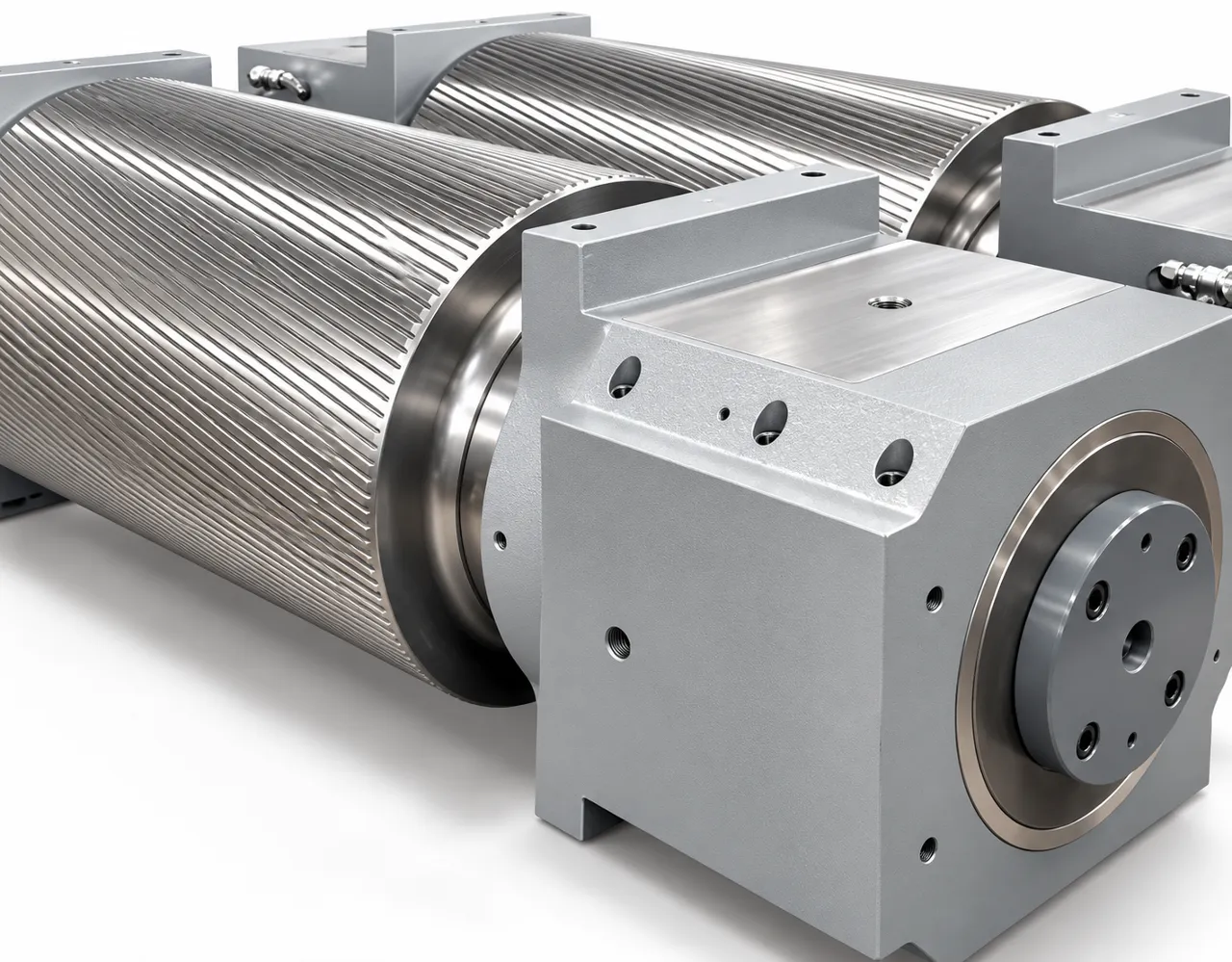 Chilled alloy cast iron corrugated rolls and nip adjustment on rubber cracker mill